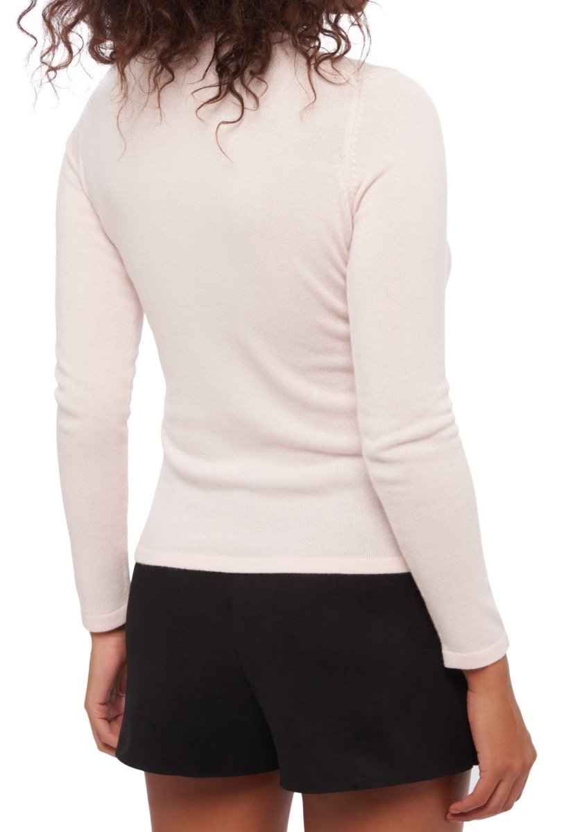 Balldiri 100% Kaschmir Damen V - Pullover 2 - fädig - zartrosa - Balldiri