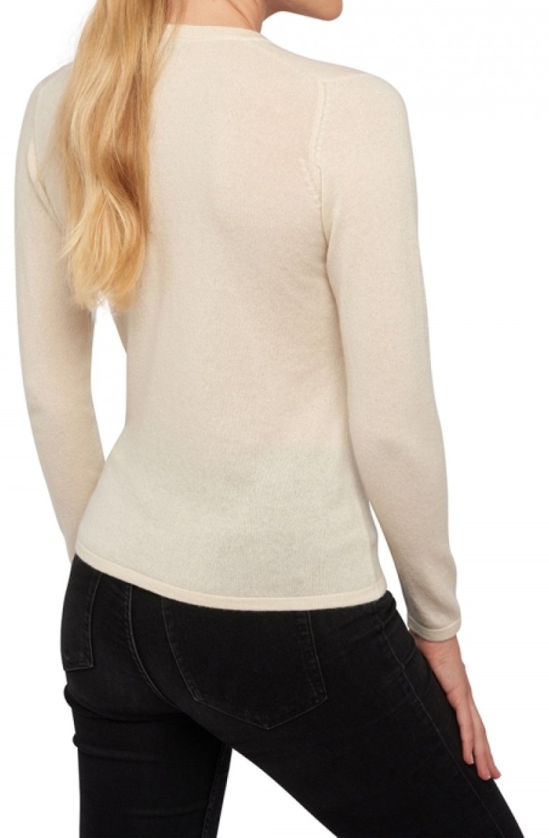 Balldiri 100% Kaschmir Damen V - Pullover 2 - fädig - naturel ecru - Balldiri