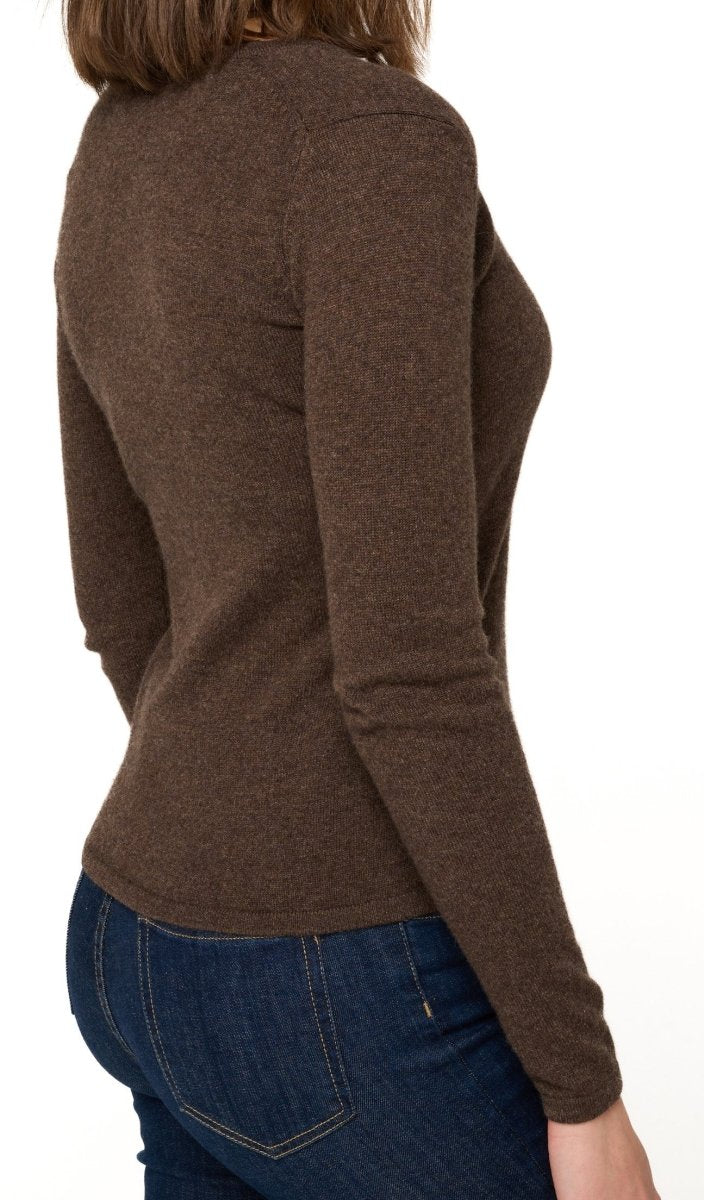 Balldiri 100% Kaschmir Damen V - Pullover 2 - fädig - braun meliert - Balldiri