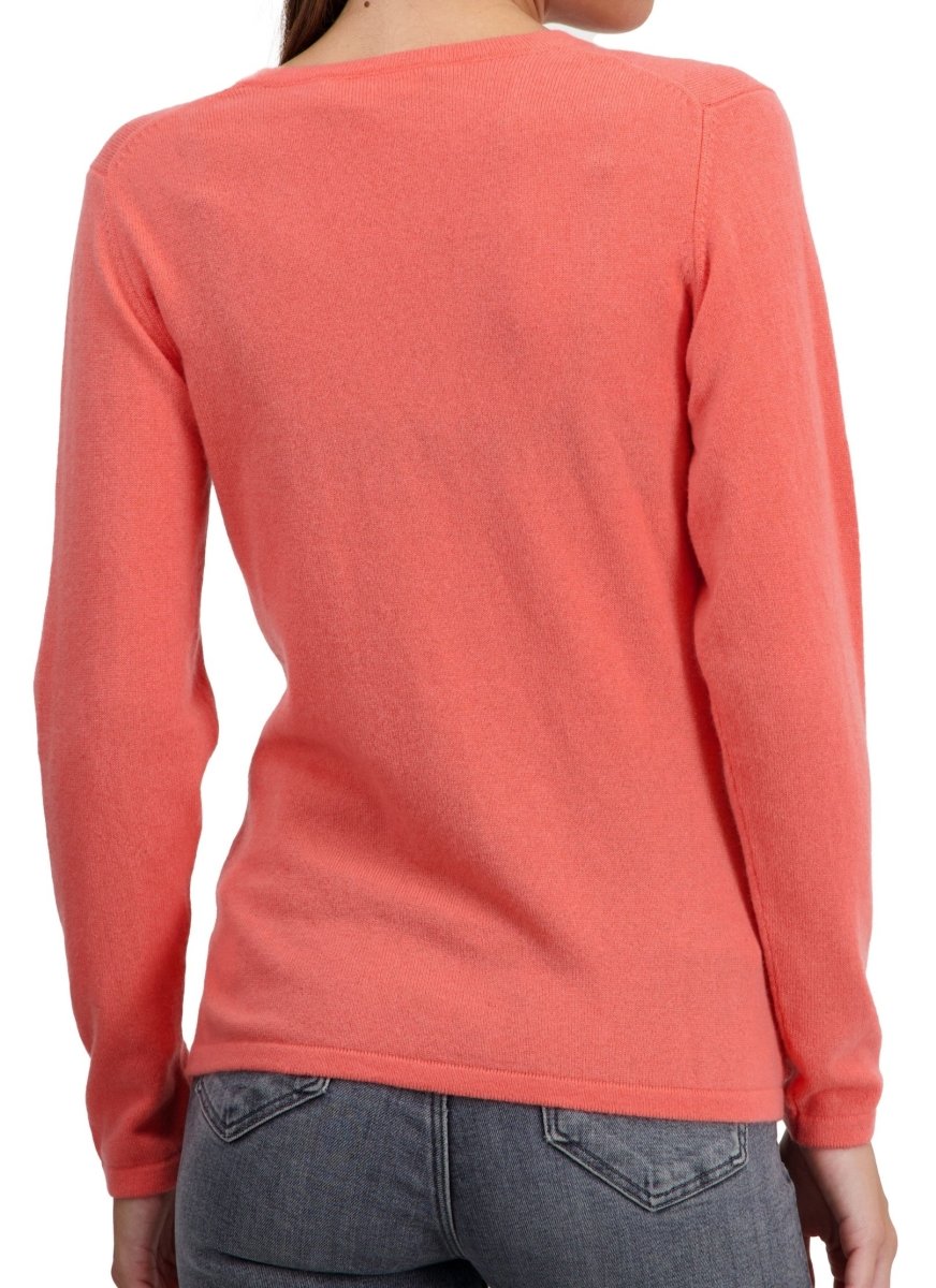 Balldiri 100% Kaschmir Damen V - Pullover 2 - fädig - peach - Balldiri