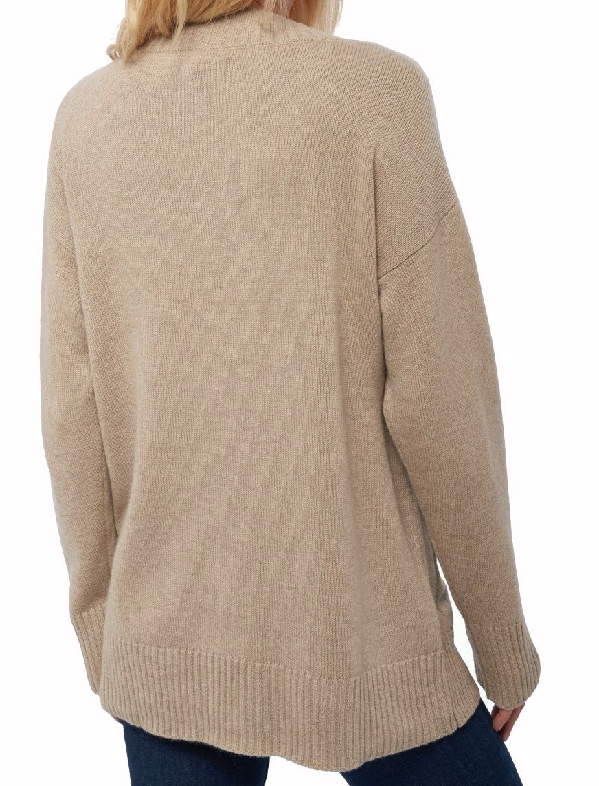 Balldiri 100% Kaschmir Damen V - Strickjacke 4 - fädig – Exklusive Kaschmir Damen Strickjacke - natur beige - Balldiri