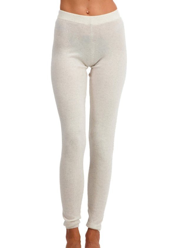Balldiri 100% Kaschmir Damen Yogahose 2 - fädig - weiß - Balldiri