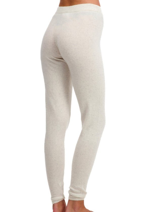Balldiri 100% Kaschmir Damen Yogahose 2 - fädig - weiß - Balldiri