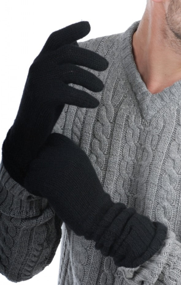 Balldiri 100% Kaschmir Herren Handschuhe 6 - fädig - schwarz - Balldiri
