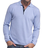 Balldiri 100% Kaschmir Herren Polo Kontrastkragen 2 - fädig - himmelblau/nachtblau - Balldiri
