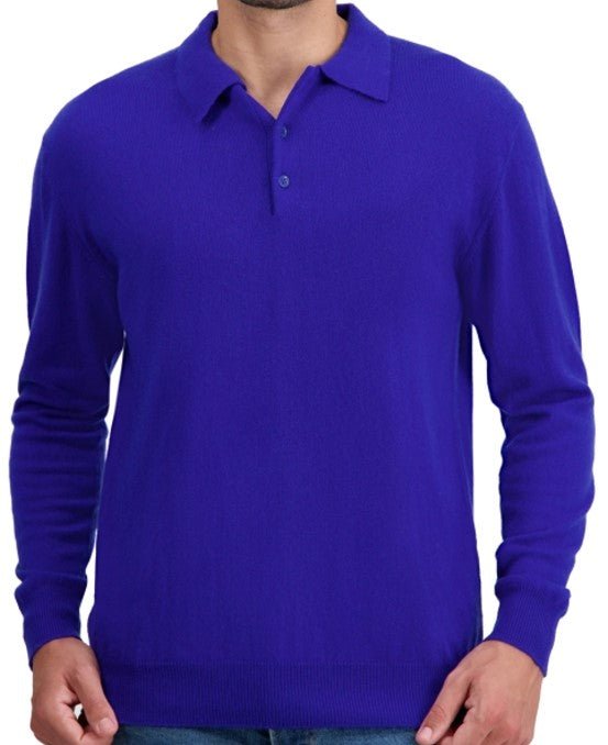 Balldiri 100% Kaschmir Herren Polo Kragen 2 - fädig - violett - Balldiri