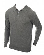 Balldiri 100% Kaschmir Herren Polo Kragen 2 - fädig - grau - Balldiri