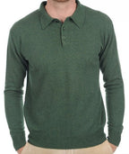Balldiri 100% Kaschmir Herren Polo Kragen 2 - fädig - grün - Balldiri