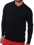 Balldiri 100% Kaschmir Herren Polo Kragen 2 - fädig - Schwarz - Balldiri