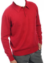 Balldiri 100% Kaschmir Herren Polo Kragen 2 - fädig - rot - Balldiri