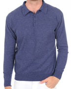 Balldiri 100% Kaschmir Herren Polo Kragen 2 - fädig - indigo - Balldiri