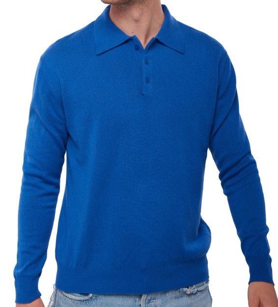 Balldiri 100% Kaschmir Herren Polo Kragen 2 - fädig - ultramarin - Balldiri