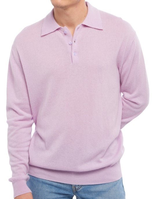 Balldiri 100% Kaschmir Herren Polo Kragen 2 - fädig - lila - Balldiri