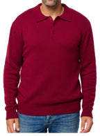 Balldiri 100% Kaschmir Herren Polo mit Kragen 6 - fädig - bordeaux - Balldiri