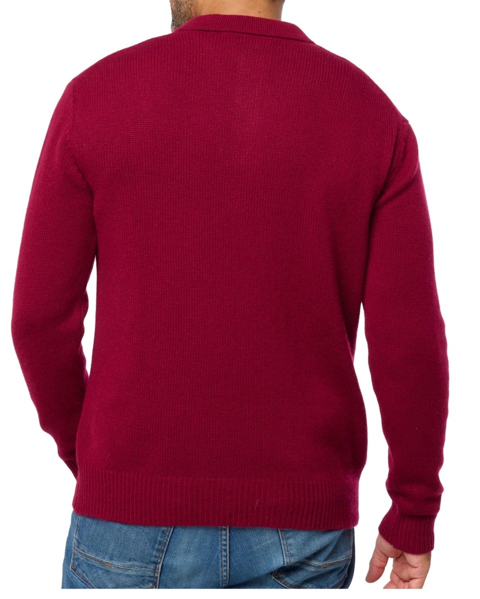 Balldiri 100% Kaschmir Herren Polo mit Kragen 6 - fädig - bordeaux - Balldiri