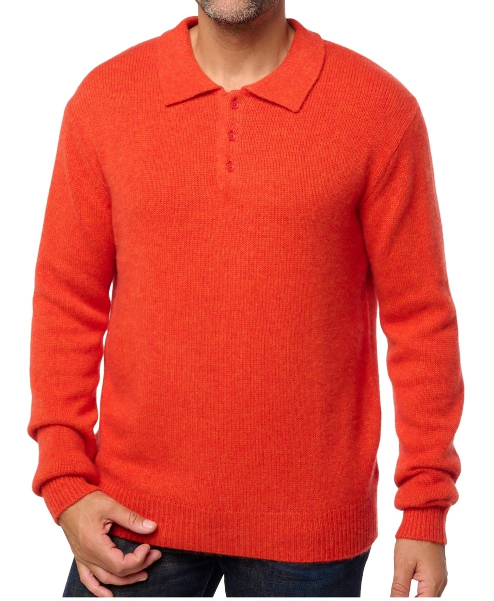 Balldiri 100% Kaschmir Herren Polo mit Kragen 6 - fädig - Orange - Balldiri