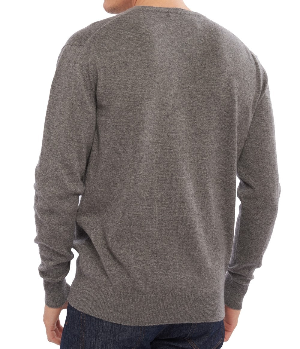 Balldiri 100% Kaschmir Herren Pullover Rundhals 2 - fädig - naturbraun - Balldiri