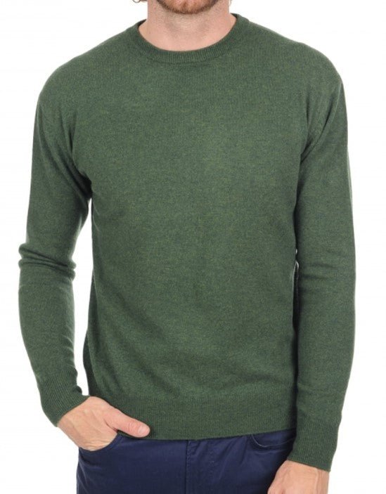 Balldiri 100% Kaschmir Herren Pullover Rundhals 2 - fädig - Grün - Balldiri