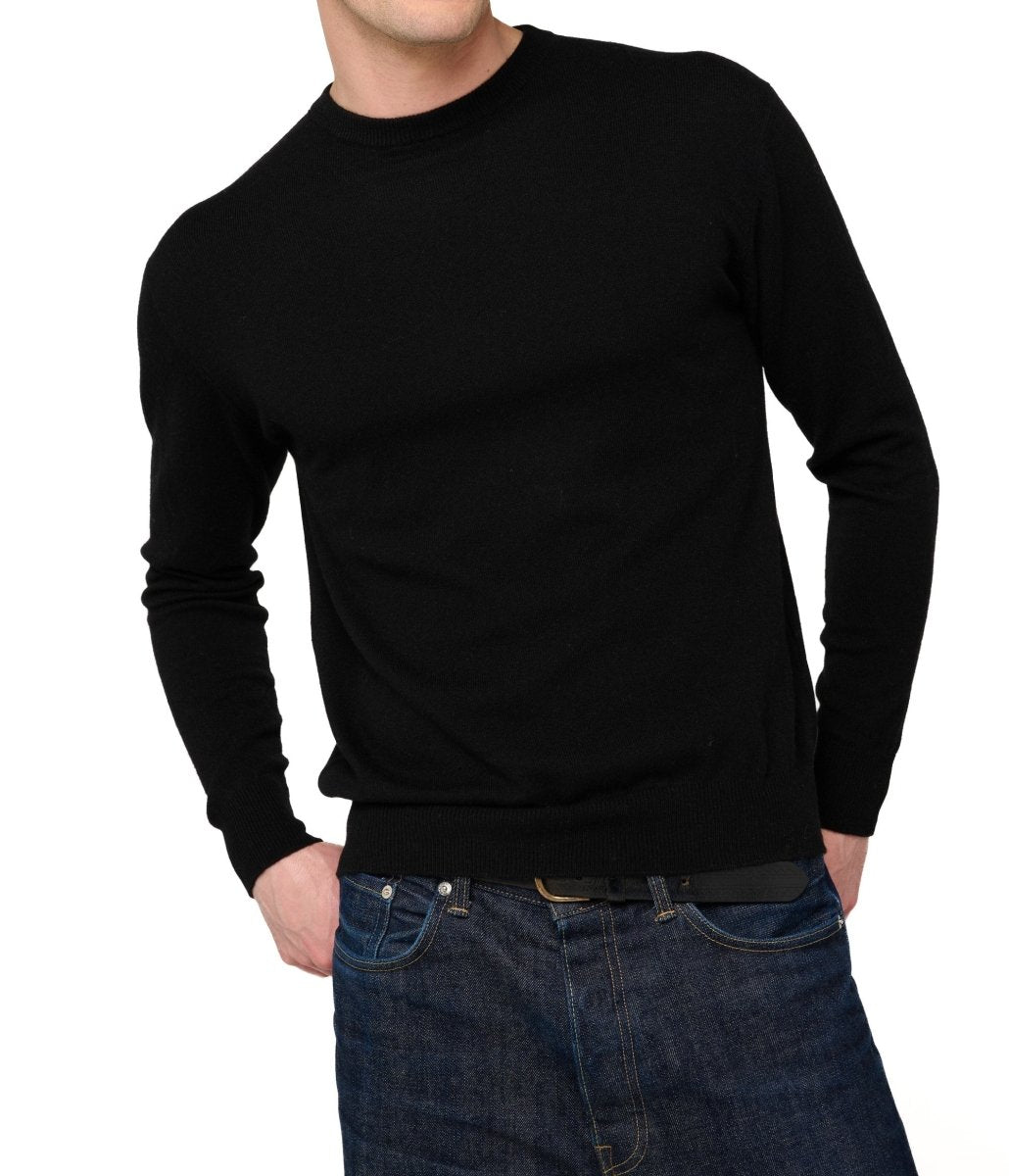 Balldiri 100% Kaschmir Herren Pullover Rundhals 2 - fädig - Schwarz - Balldiri