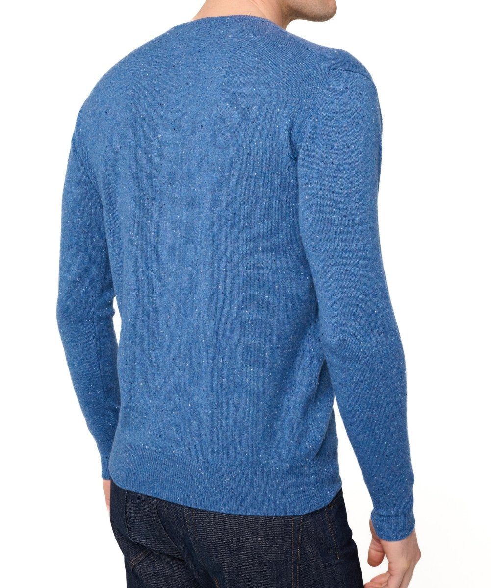 Balldiri 100% Kaschmir Herren Pullover Rundhals 2 - fädig - dunkelblau meliert - Balldiri