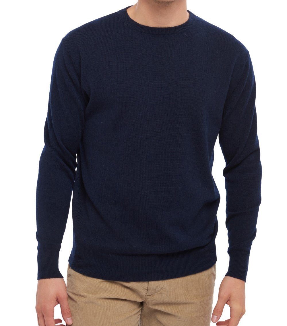 Balldiri 100% Kaschmir Herren Pullover Rundhals 2 - fädig - nachtblau - Balldiri