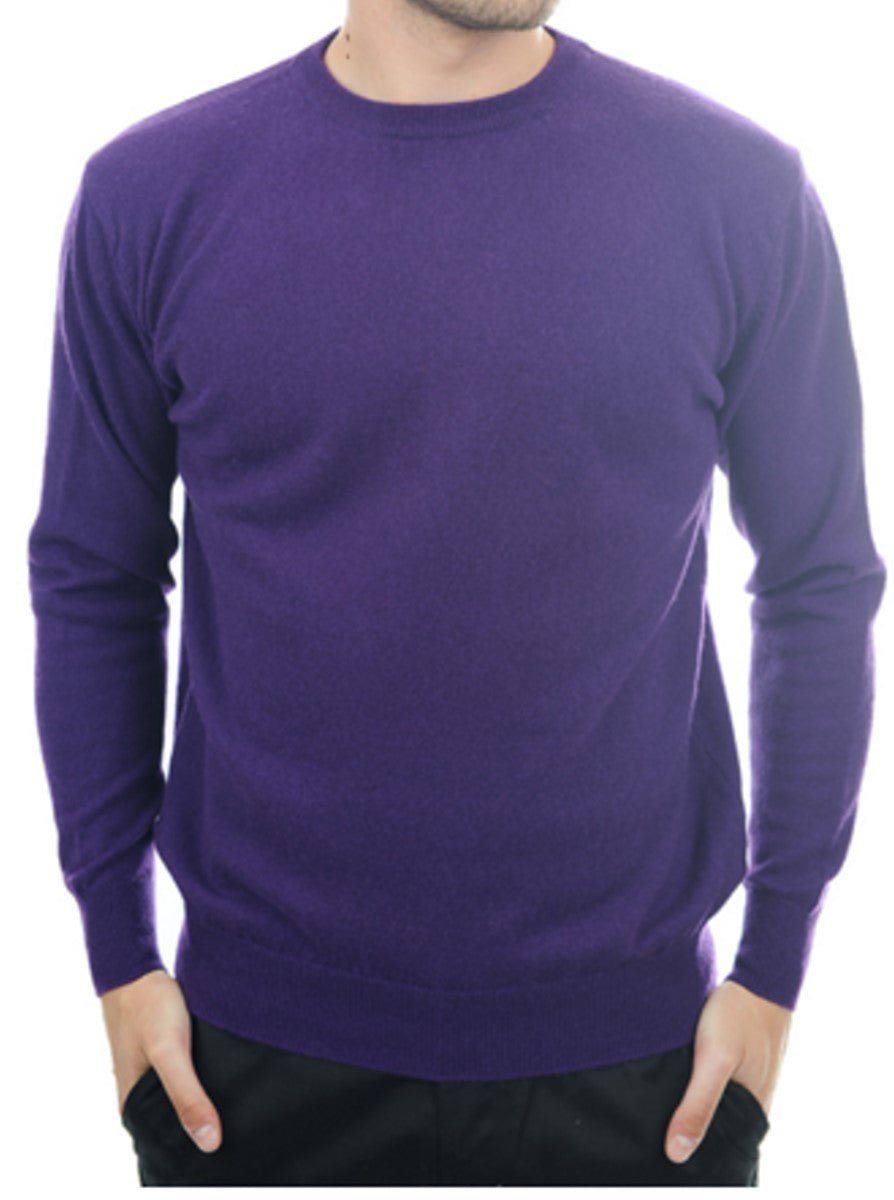 Balldiri 100% Kaschmir Herren Pullover Rundhals 2 - fädig - violett - Balldiri