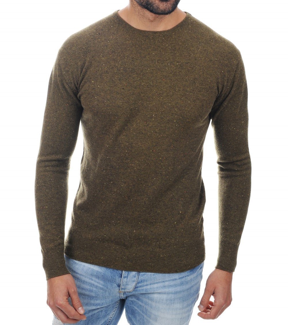 Balldiri 100% Kaschmir Herren Pullover Rundhals 2 - fädig - olivgrün - Balldiri