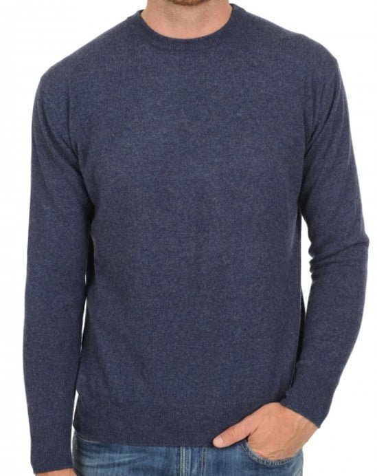 Balldiri 100% Kaschmir Herren Pullover Rundhals 2 - fädig - indigo - Balldiri