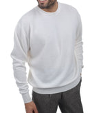 Balldiri 100% Kaschmir Herren Pullover Rundhals 2 - fädig - weiß - Balldiri