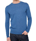 Balldiri 100% Kaschmir Herren Pullover Rundhals 2 - fädig - dunkelblau meliert - Balldiri