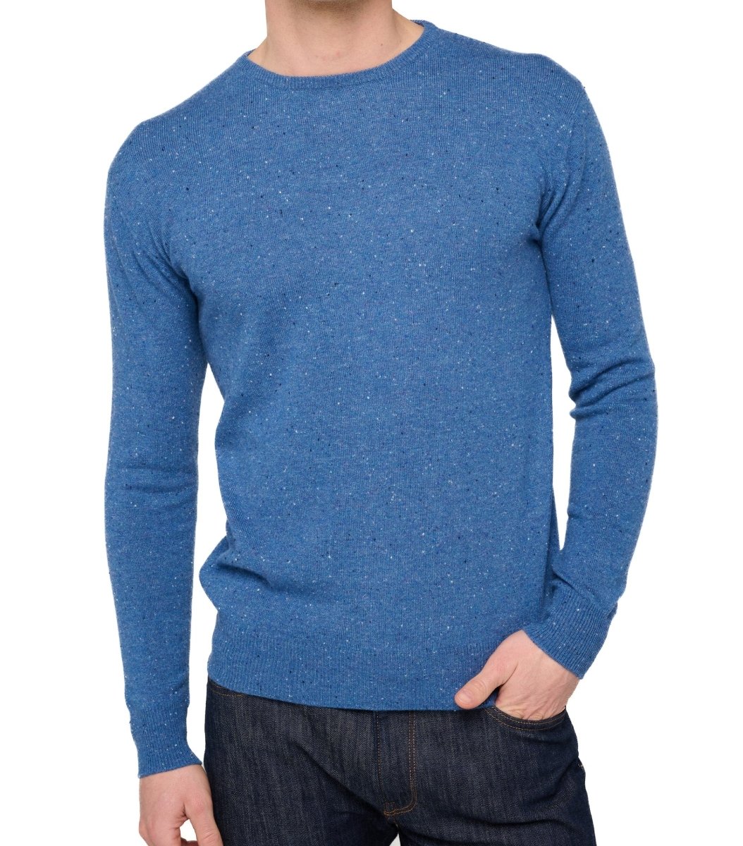 Balldiri 100% Kaschmir Herren Pullover Rundhals 2 - fädig - dunkelblau meliert - Balldiri