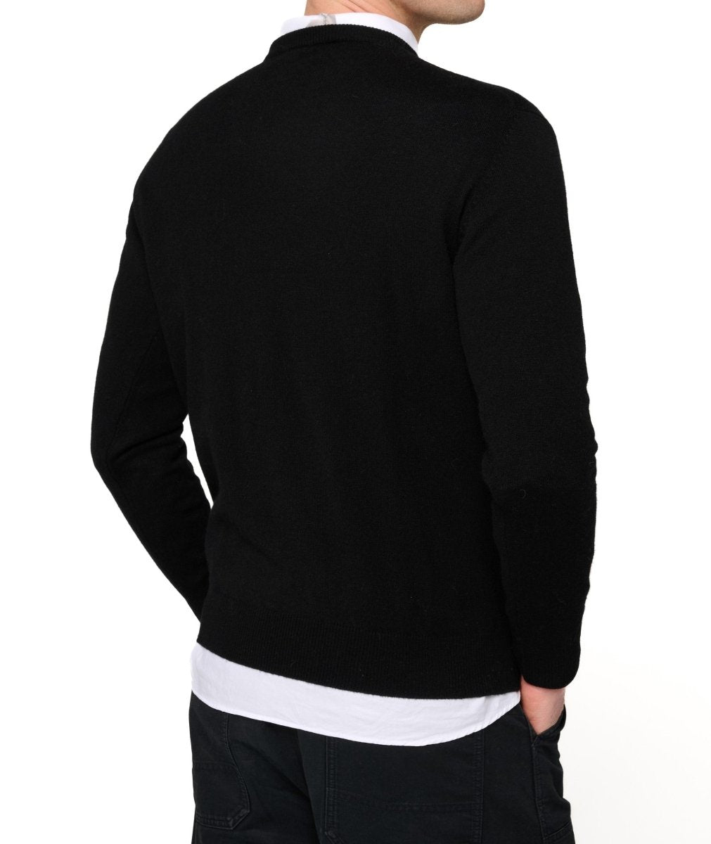 Balldiri 100% Kaschmir Herren Pullover Rundhals 2 - fädig - Schwarz - Balldiri