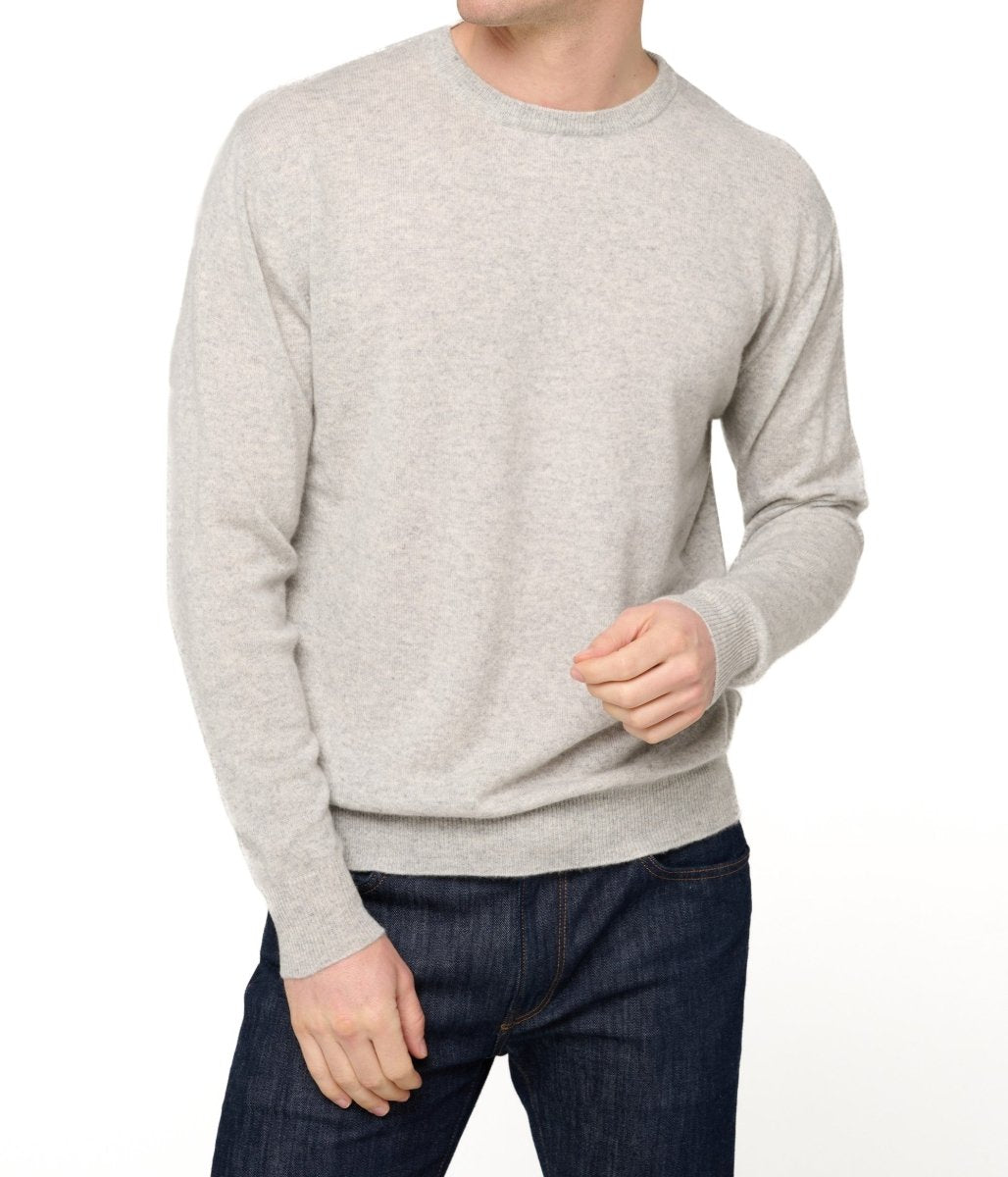 Balldiri 100% Kaschmir Herren Pullover Rundhals 2 - fädig - hellgrau - Balldiri