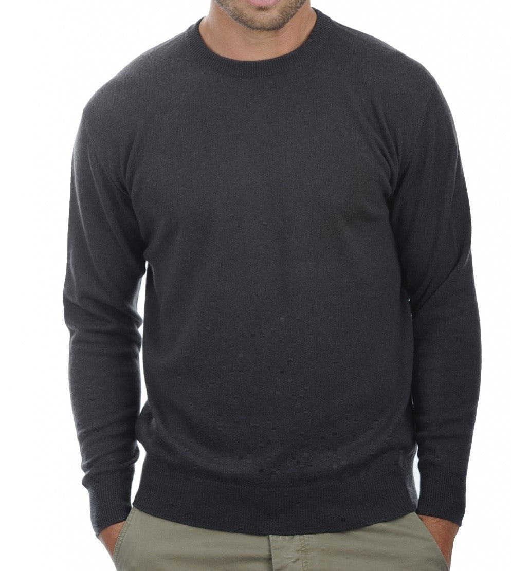 Balldiri 100% Kaschmir Herren Pullover Rundhals 2 - fädig - anthrazit - Balldiri