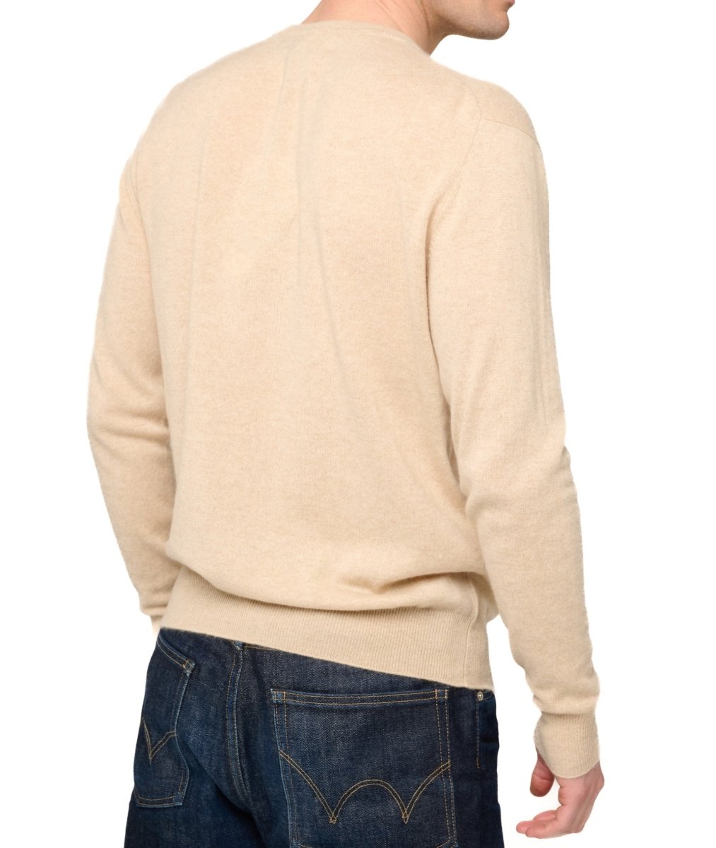 Balldiri 100% Kaschmir Herren Pullover Rundhals 2 - fädig - natural beige - Balldiri