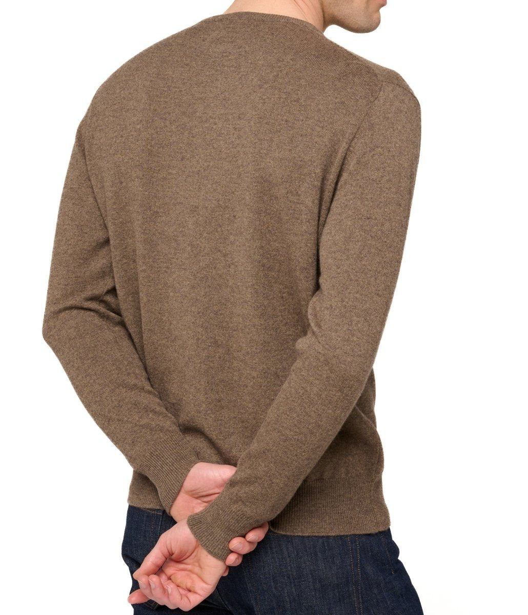 Balldiri 100% Kaschmir Herren Pullover Rundhals 2 - fädig - natural dunkelbraun - Balldiri