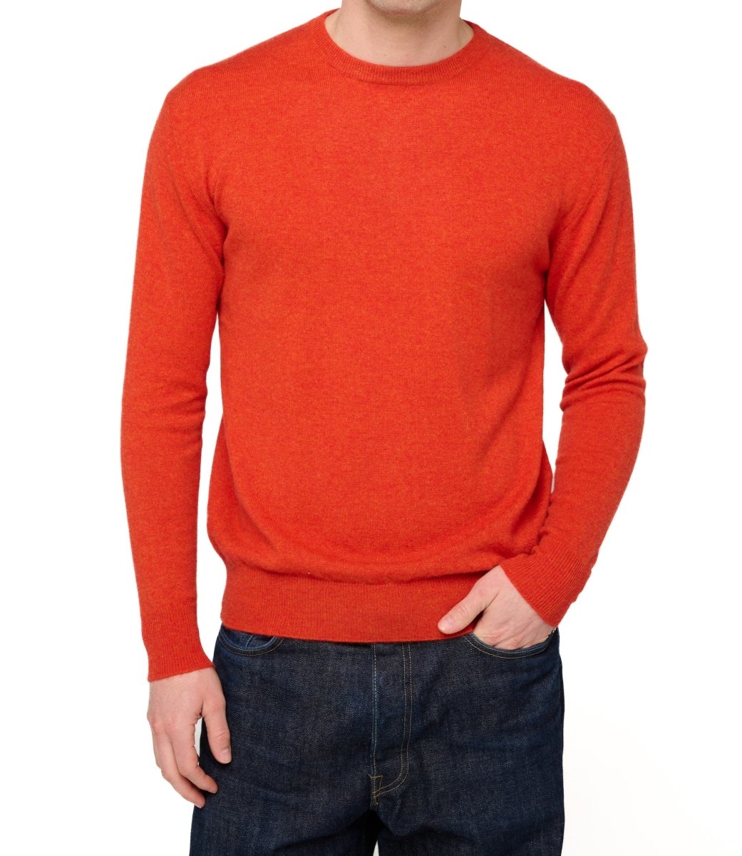 Balldiri 100% Kaschmir Herren Pullover Rundhals 2 - fädig - paprika - Balldiri