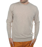 Balldiri 100% Kaschmir Herren Pullover Rundhals 2 - fädig - natural beige - Balldiri