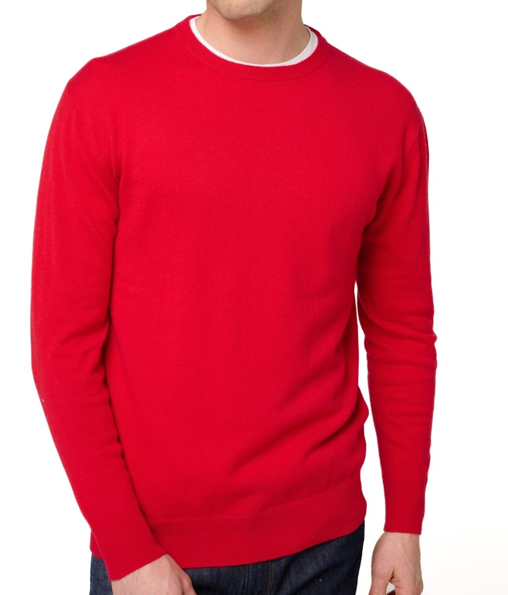Balldiri 100% Kaschmir Herren Pullover Rundhals 2 - fädig - samtrot - Balldiri