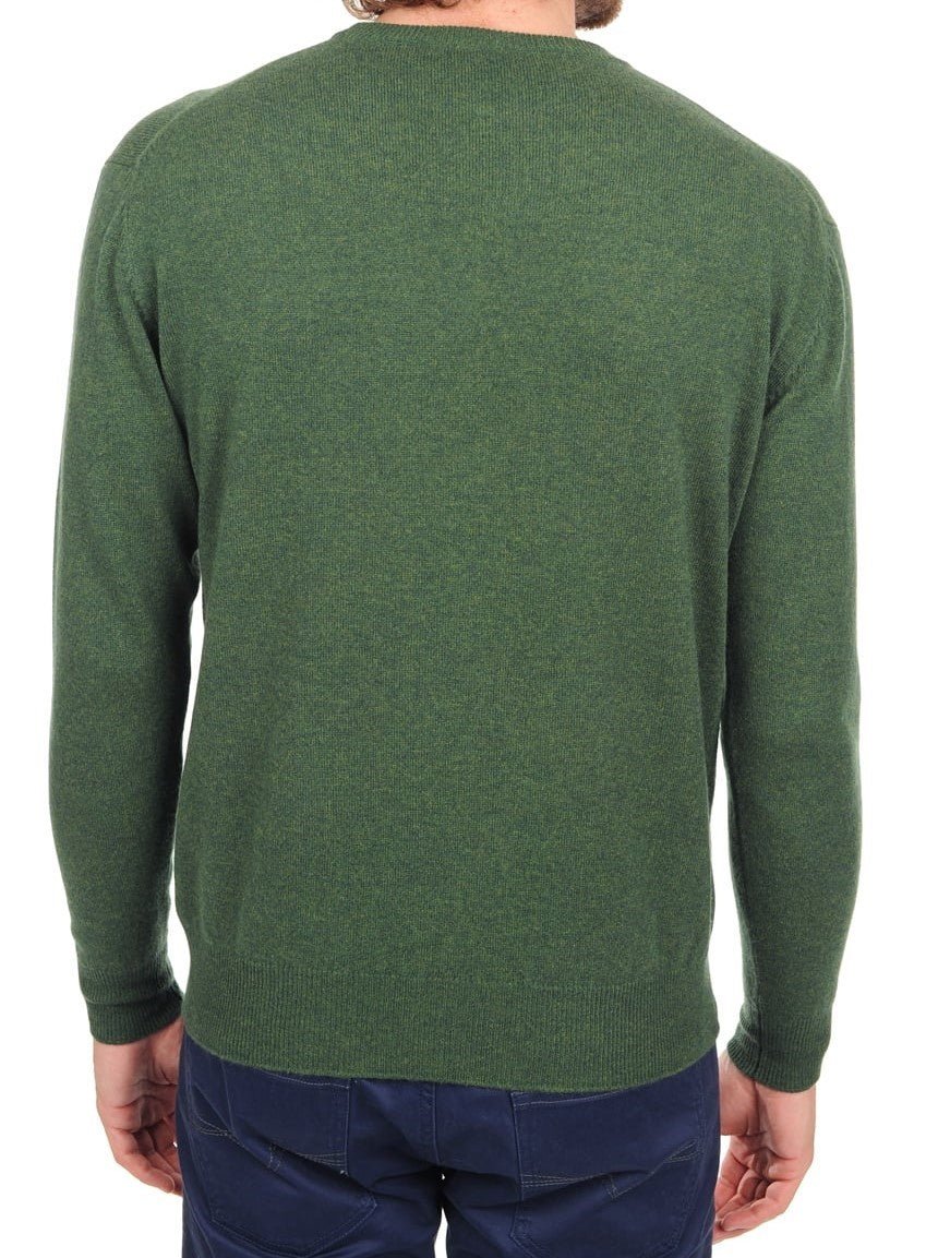 Balldiri 100% Kaschmir Herren Pullover Rundhals 2 - fädig - Grün - Balldiri