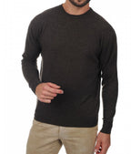 Balldiri 100% Kaschmir Herren Pullover Rundhals 2 - fädig - braun meliert - Balldiri