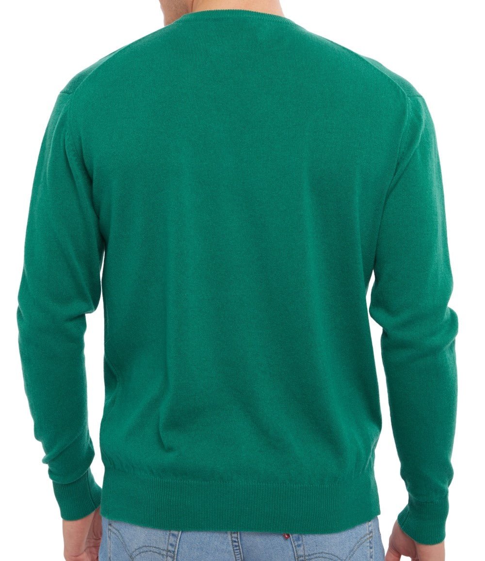 Balldiri 100% Kaschmir Herren Pullover Rundhals 2 - fädig - englischgrün - Balldiri