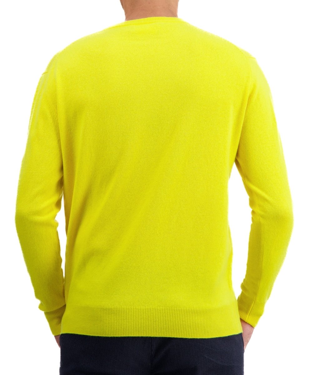 Balldiri 100% Kaschmir Herren Pullover Rundhals 2 - fädig - zitronengelb - Balldiri