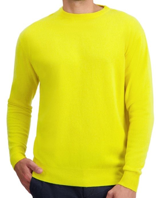 Balldiri 100% Kaschmir Herren Pullover Rundhals 2 - fädig - zitronengelb - Balldiri
