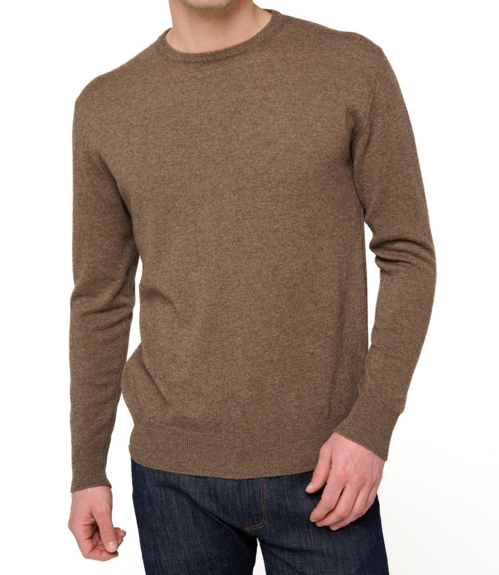 Balldiri 100% Kaschmir Herren Pullover Rundhals 2 - fädig - natural dunkelbraun - Balldiri