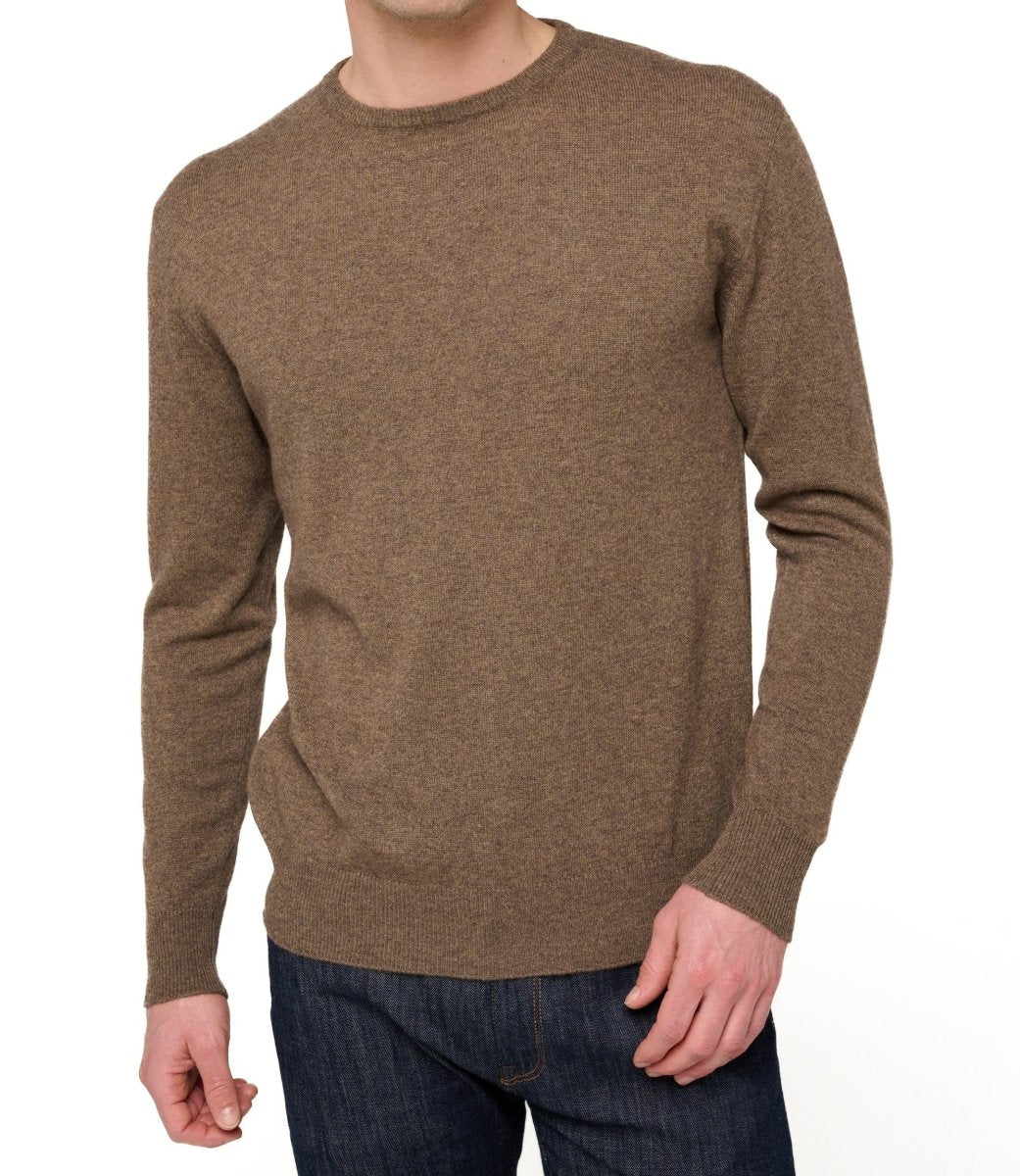 Balldiri 100% Kaschmir Herren Pullover Rundhals 2 - fädig - natural dunkelbraun - Balldiri
