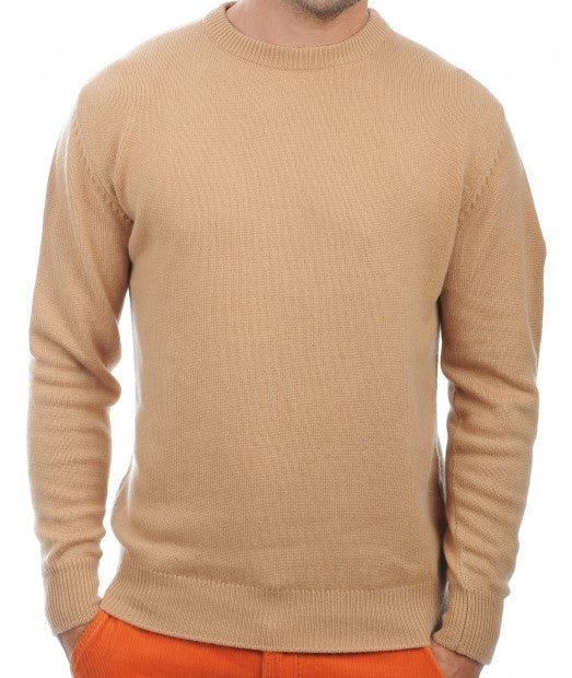 Balldiri 100% Kaschmir Herren Pullover Rundhals 2 - fädig - camel - Balldiri
