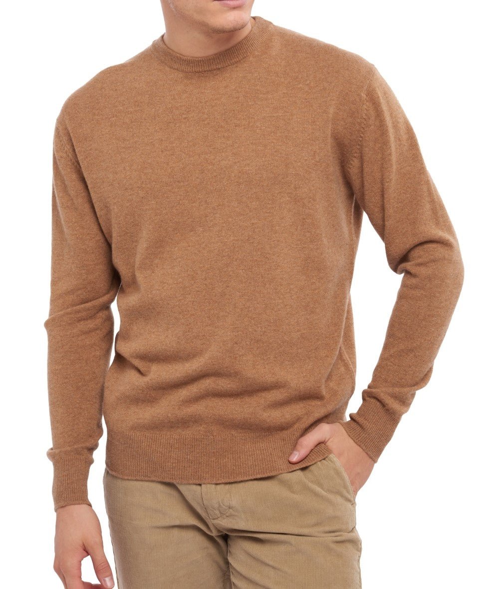 Balldiri 100% Kaschmir Herren Pullover Rundhals 2 - fädig - camel meliert - Balldiri