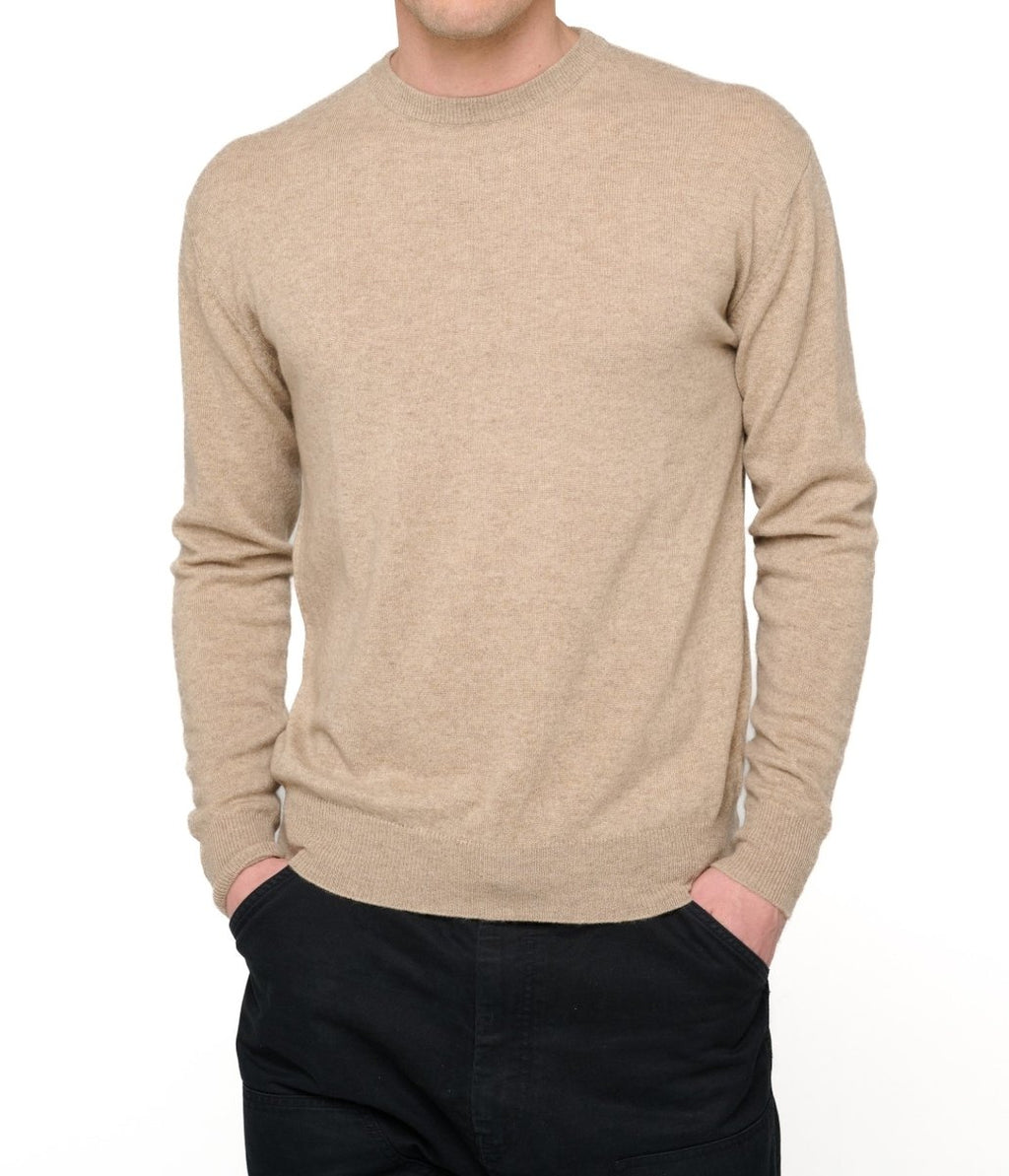 Balldiri 100% Kaschmir Herren Pullover Rundhals 2 - fädig - natur stein - Balldiri