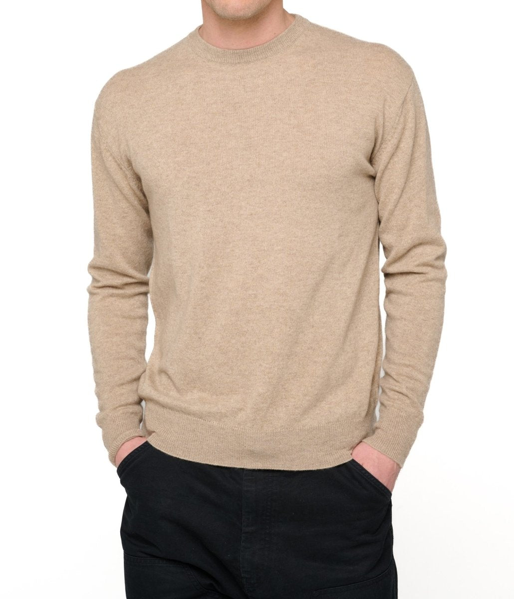Balldiri 100% Kaschmir Herren Pullover Rundhals 2 - fädig - natur stein - Balldiri